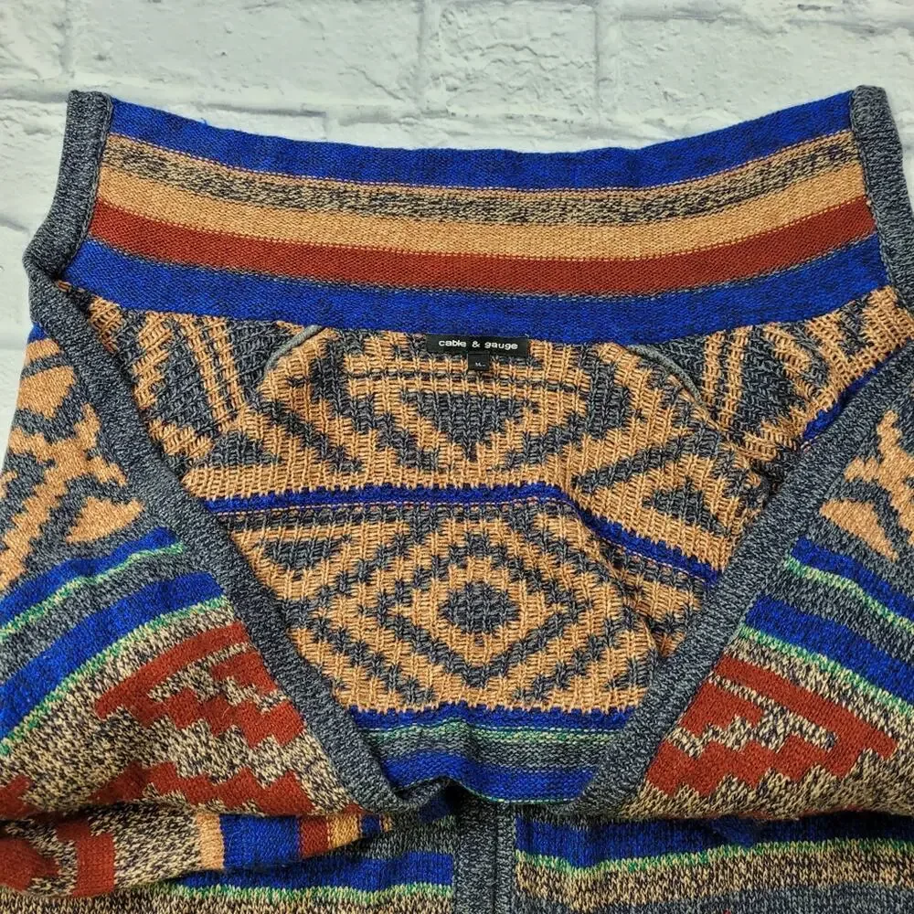 Cable & Gauge Long Southwestern Style Cardigan Sweater size Medium - Picture 7 of 15